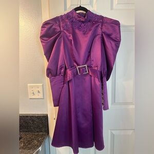 “Mary Poppins” style dance costume. Added rhinestones and applique with Leo. XS